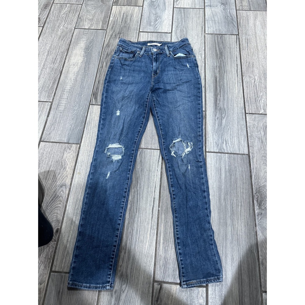 Levi's 721 High Rise Skinny Jeans Women's Size 28 Distressed Blue Denim W28 L30